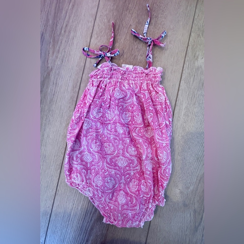 Holicow Pink and White Patterned Romper